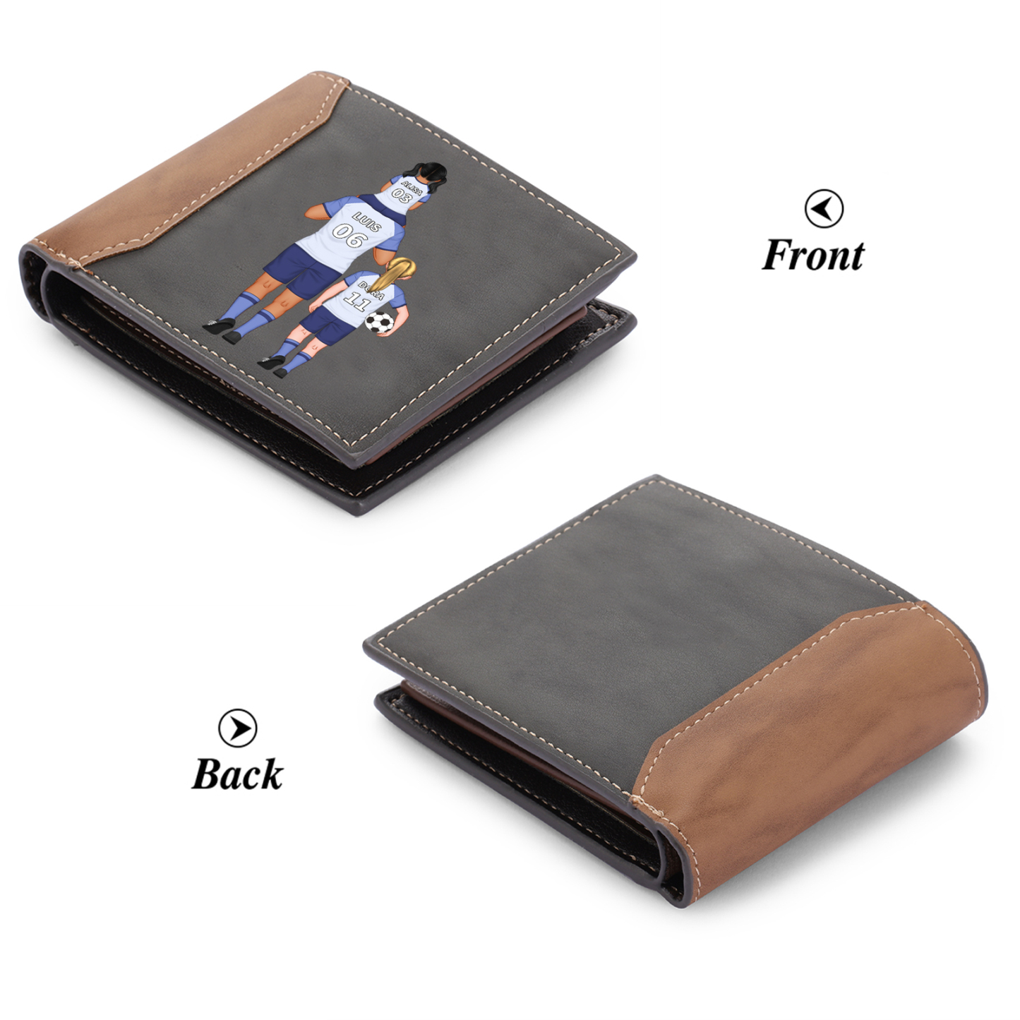 A mi papá-Cartera, billetera clásica fútbol 2-4 nombres y números personalizados