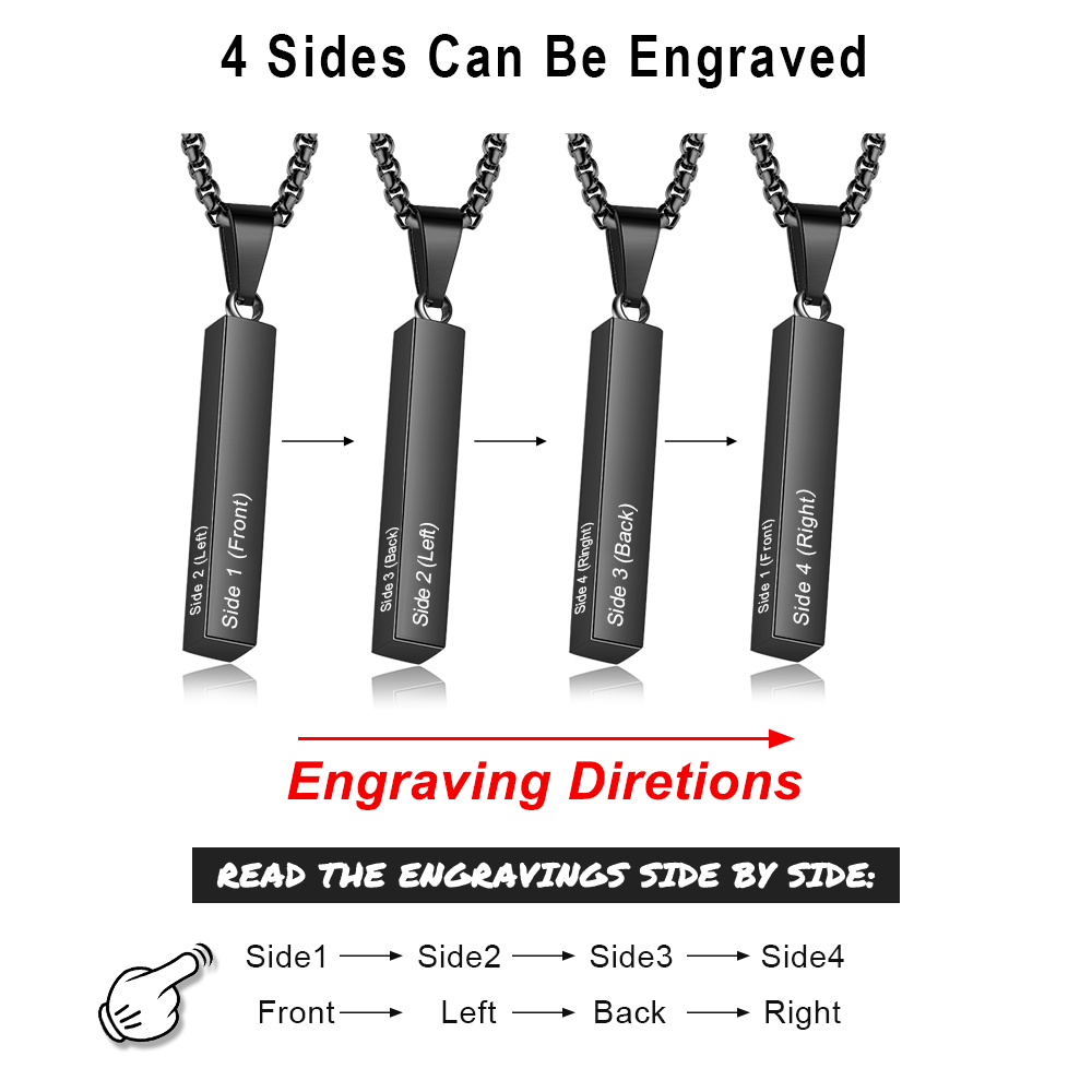 Collar Barra Vertical 4 Textos Personalizados-Jessemade ES