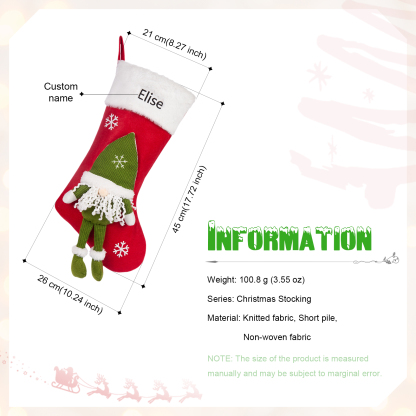 Adornos de medias navideñas con muñeco de genio Bolsa de regalo 1 Nombre personalizado-Jessemade ES