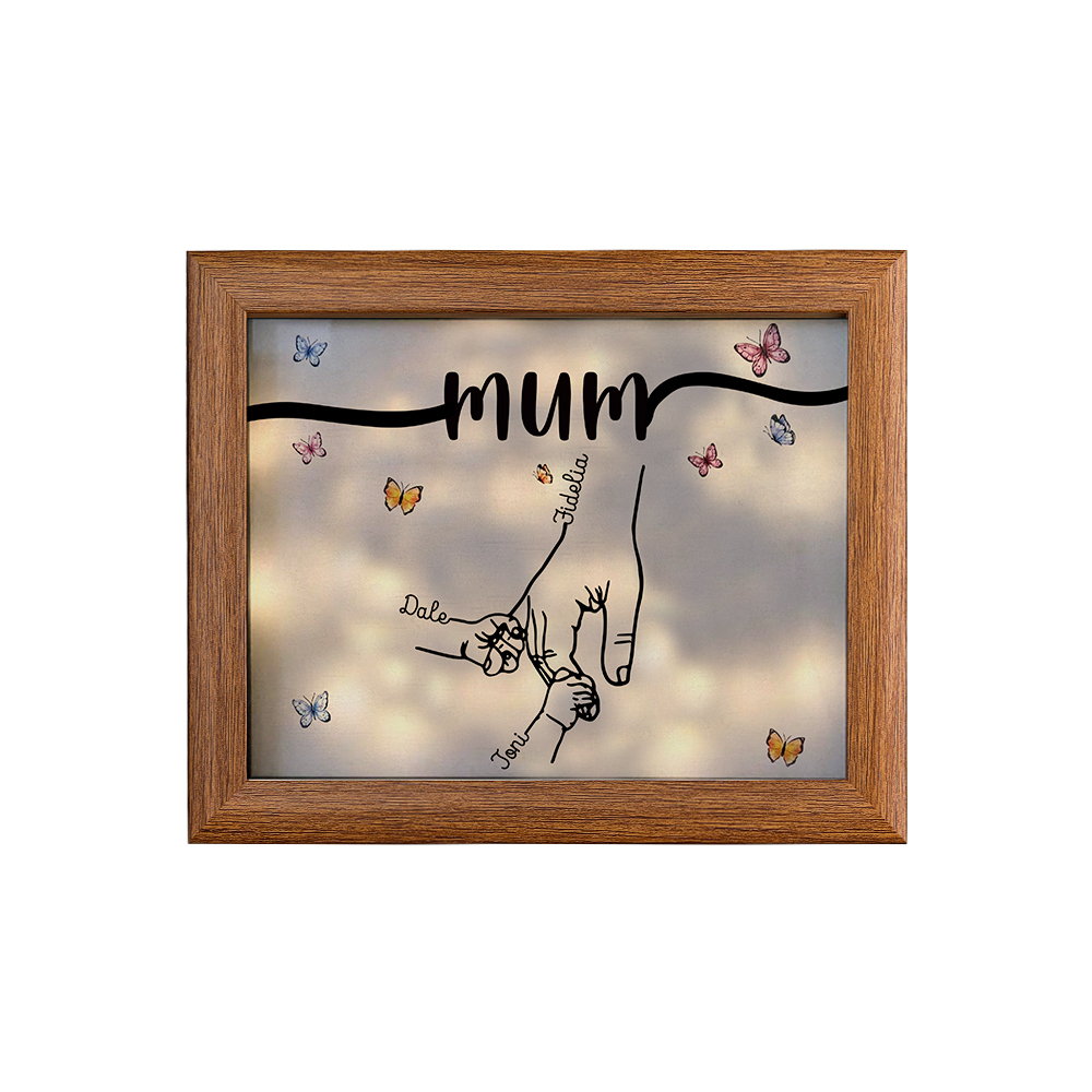 A mi mamá-Marco de 2-7 nombres y 1 texto personalizados de madera-Jessemade ES