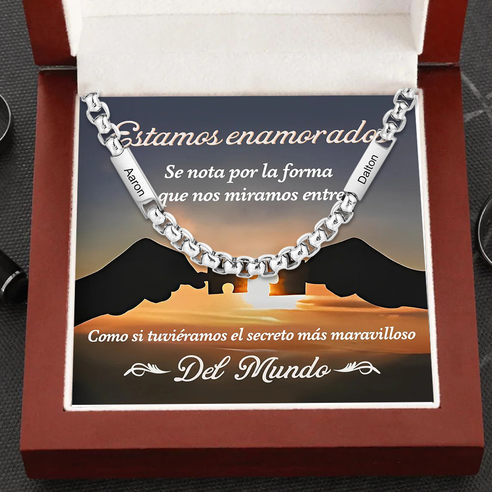 Collar de cadena personalizado con 2 nombres para hombre-Jessemade ES