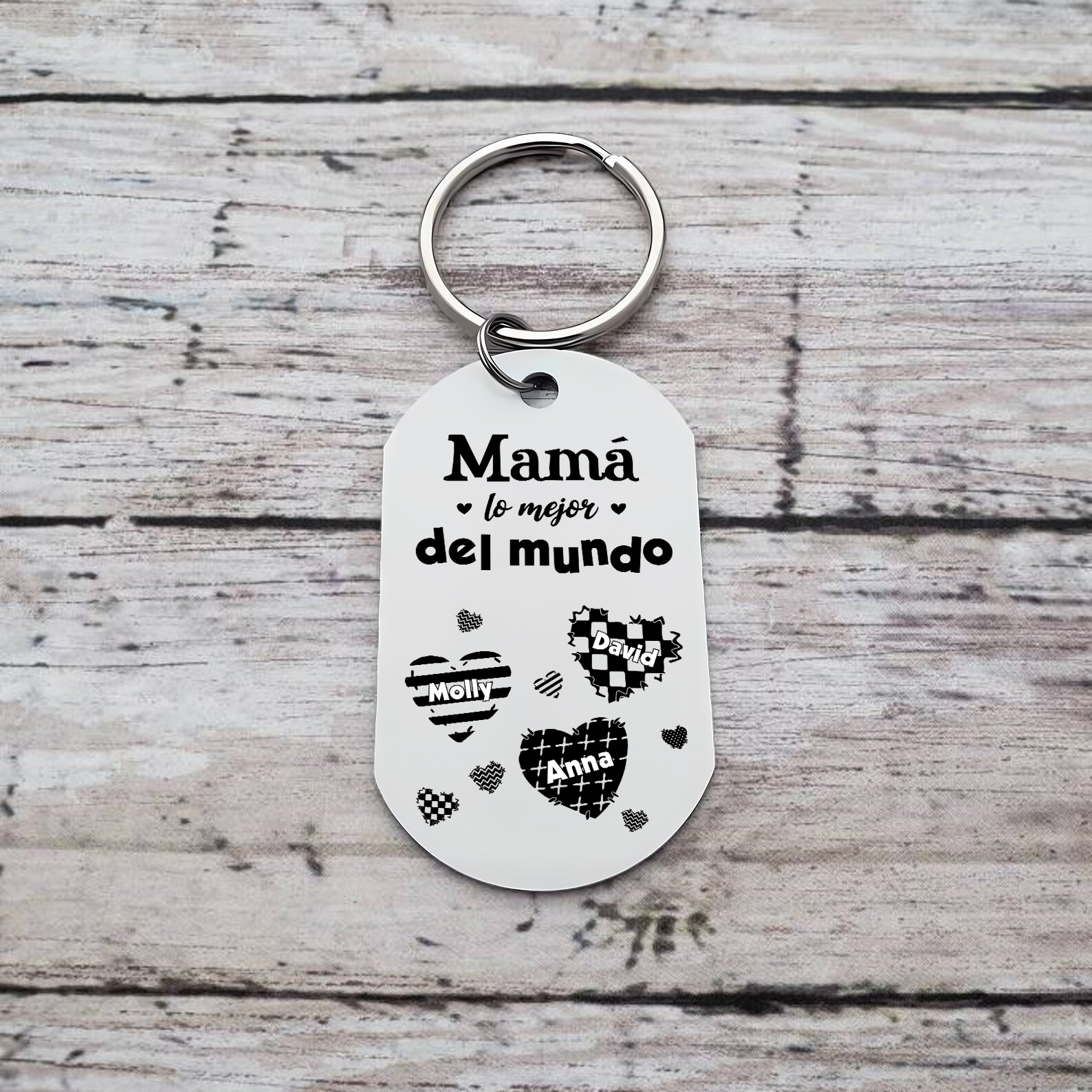 A mi mamá-Llavero 1-6 Nombres Personalizados CORAZONES-Jessemade ES