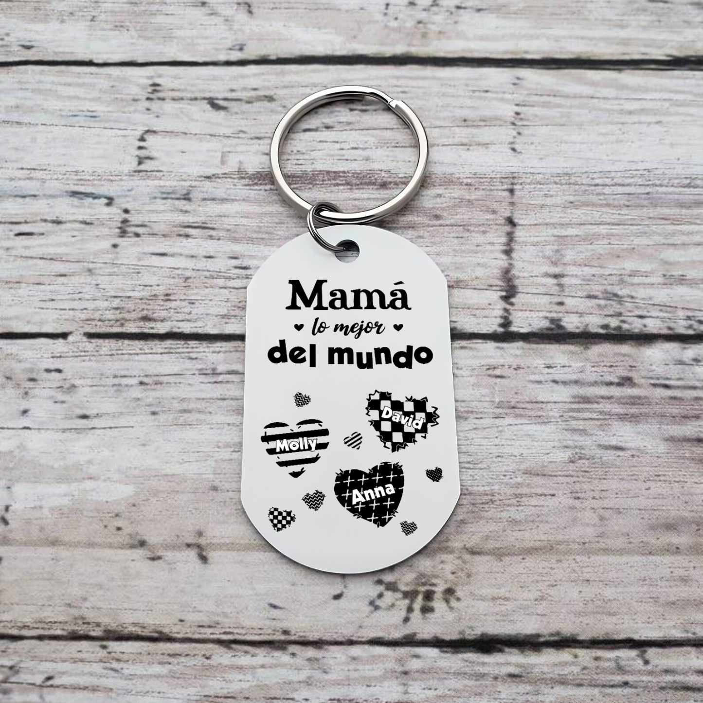 A mi mamá-Llavero 1-6 Nombres Personalizados CORAZONES-Jessemade ES