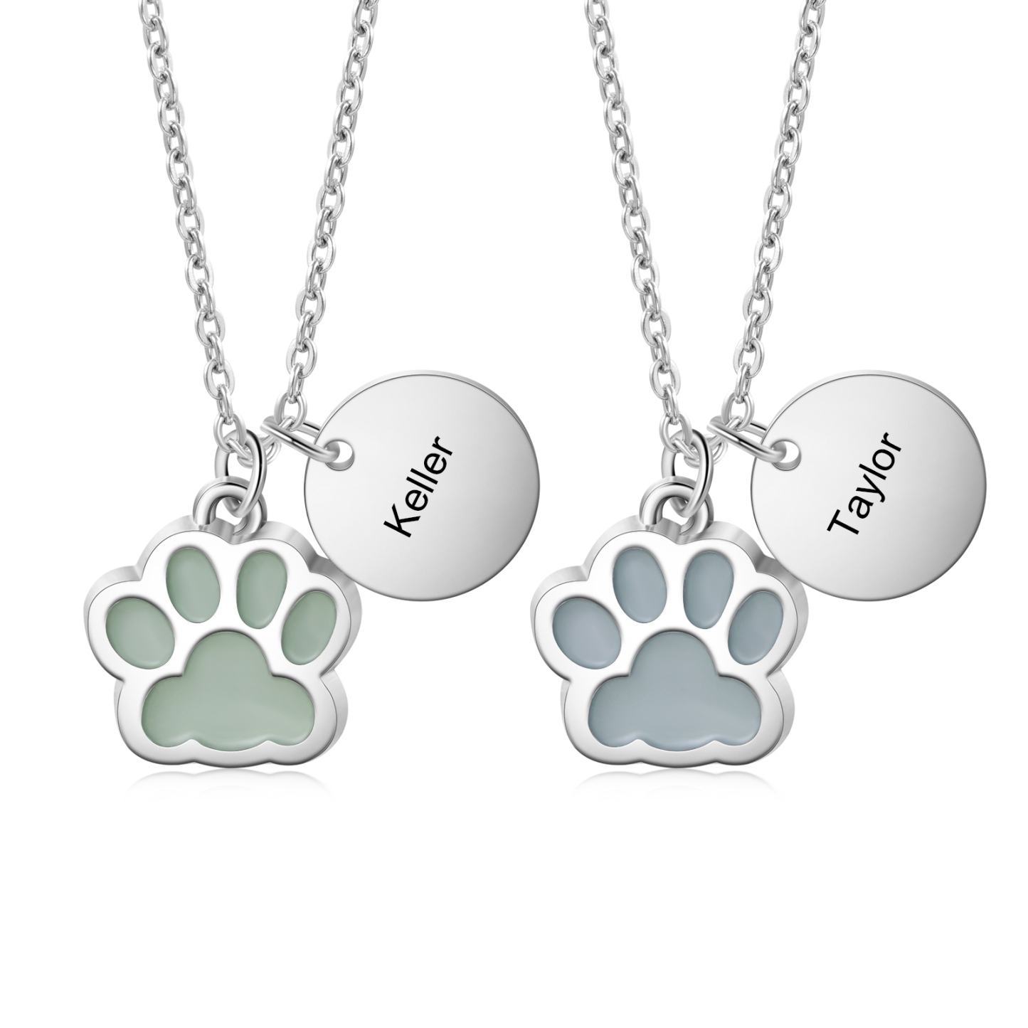 Collar para pareja de pata fluorescente con nombre personalizado-Jessemade ES
