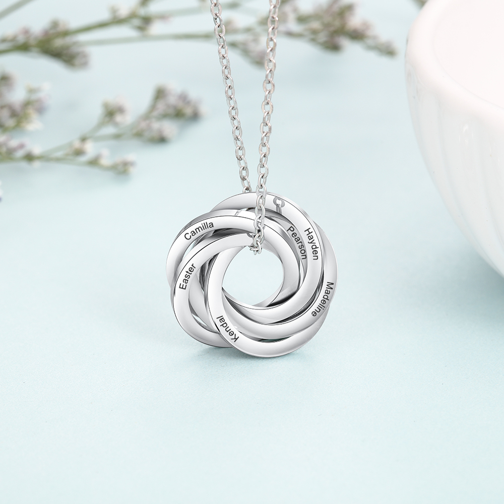 Collar de aros rusos personalizado con 6 nombres-Jessemade ES