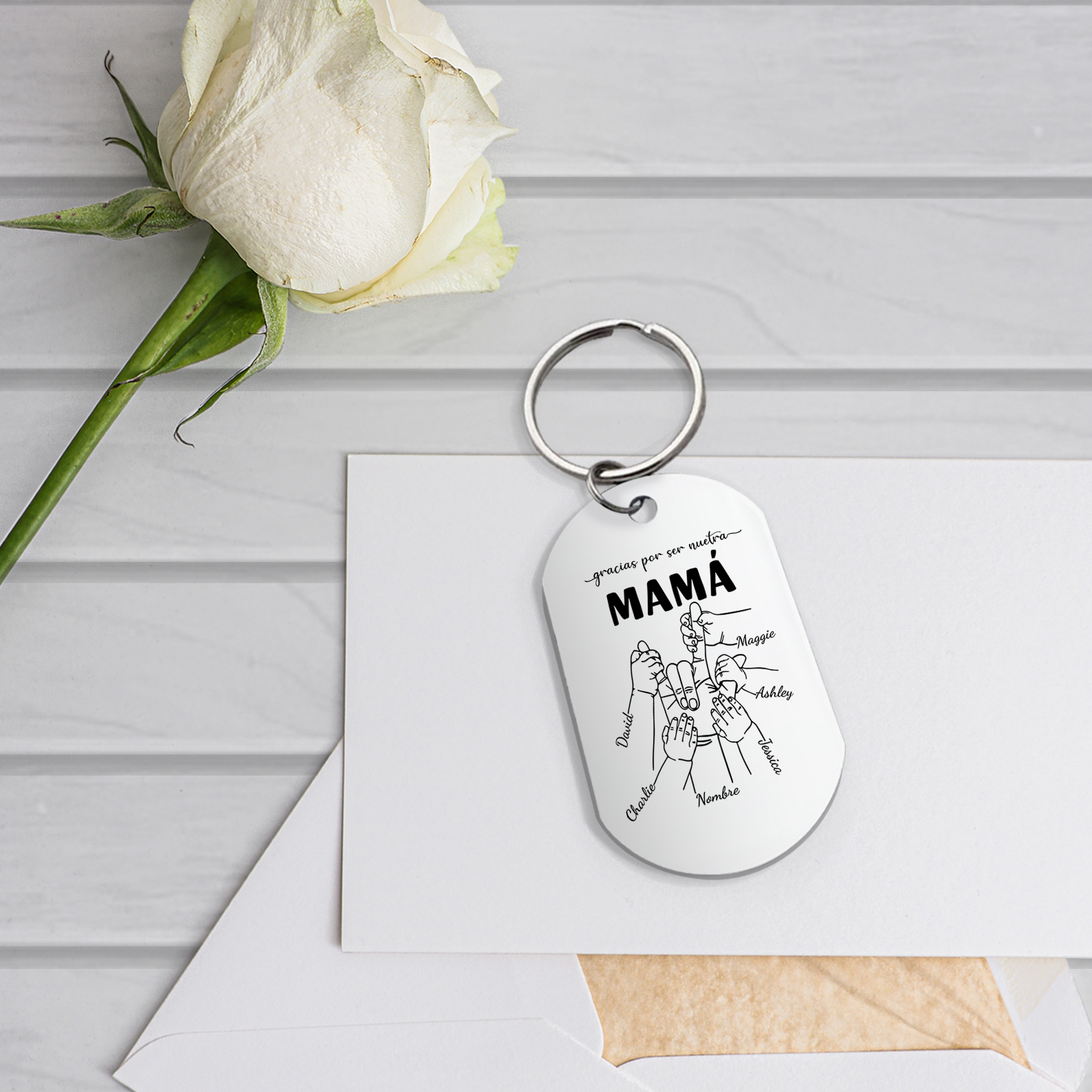 A mi mamá-Llavero 2-6 Nombres Personalizados "DEDOS COGIDOS"-Jessemade ES