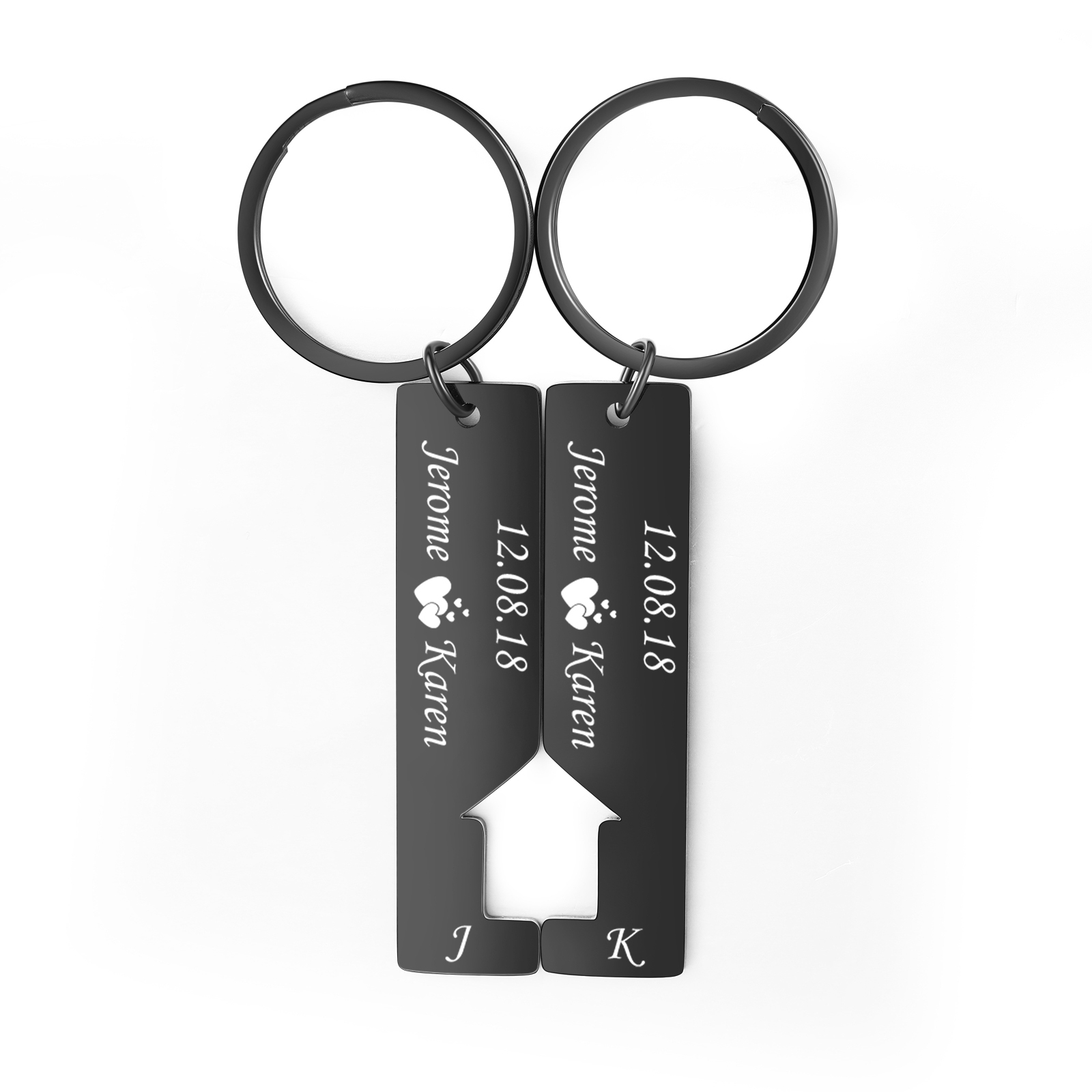 A mi querido-Llavero con casa encajada para pareja 2 nombres, 2 letras personalizadas con fecha-Jessemade ES