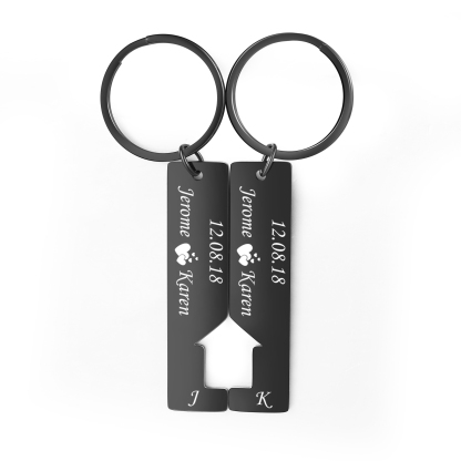 A mi querido-Llavero con casa encajada para pareja 2 nombres, 2 letras personalizadas con fecha-Jessemade ES