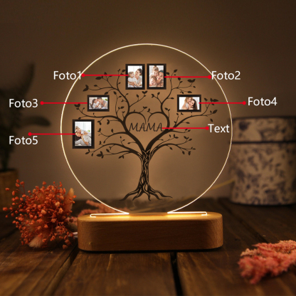 A mi mamá/abuela-Lámpara 3D Ilusión Luz de Noche Personalizada con 2-6 Fotos y 1 Texto-Jessemade ES