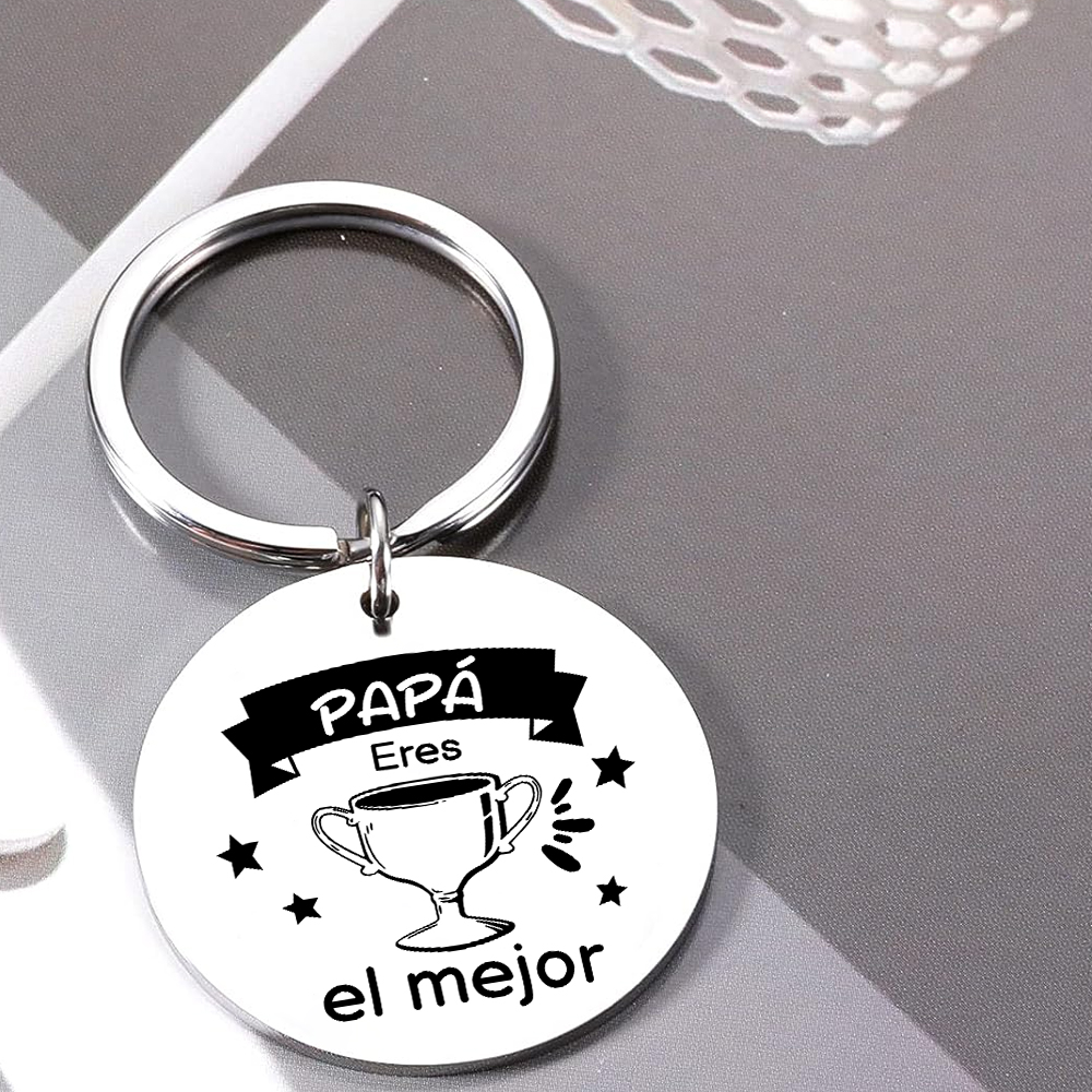A mi papá-Llavero de placa redonda "Papá eres el mejor"-Jessemade ES