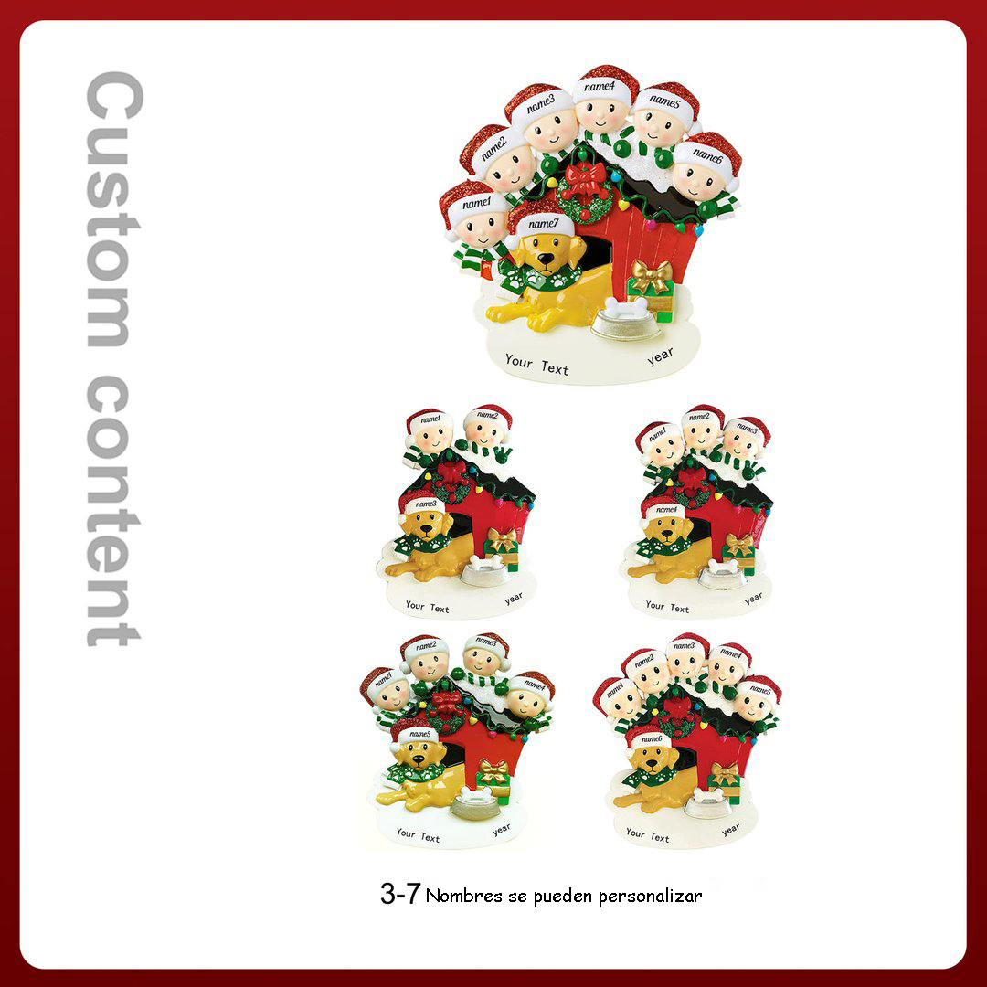 Navidad-Muñecos Ornamentos Navideños 5 Nombres y 1 Año con Texto Personalizados Adorno de Madera