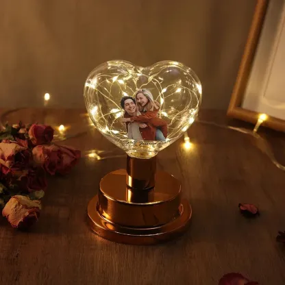 Lámpara para pareja en forma de corazón foto y texto personalizados-Jessemade ES