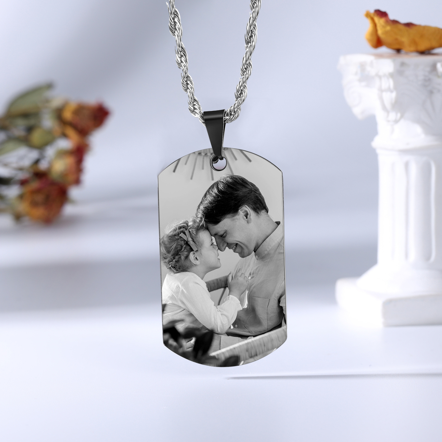 A MI PAPÁ-Collar "mano y manito" de placa personalizada con 2 nombres y foto-Jessemade ES