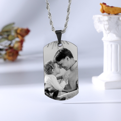 A MI PAPÁ-Collar "mano y manito" de placa personalizada con 2 nombres y foto-Jessemade ES