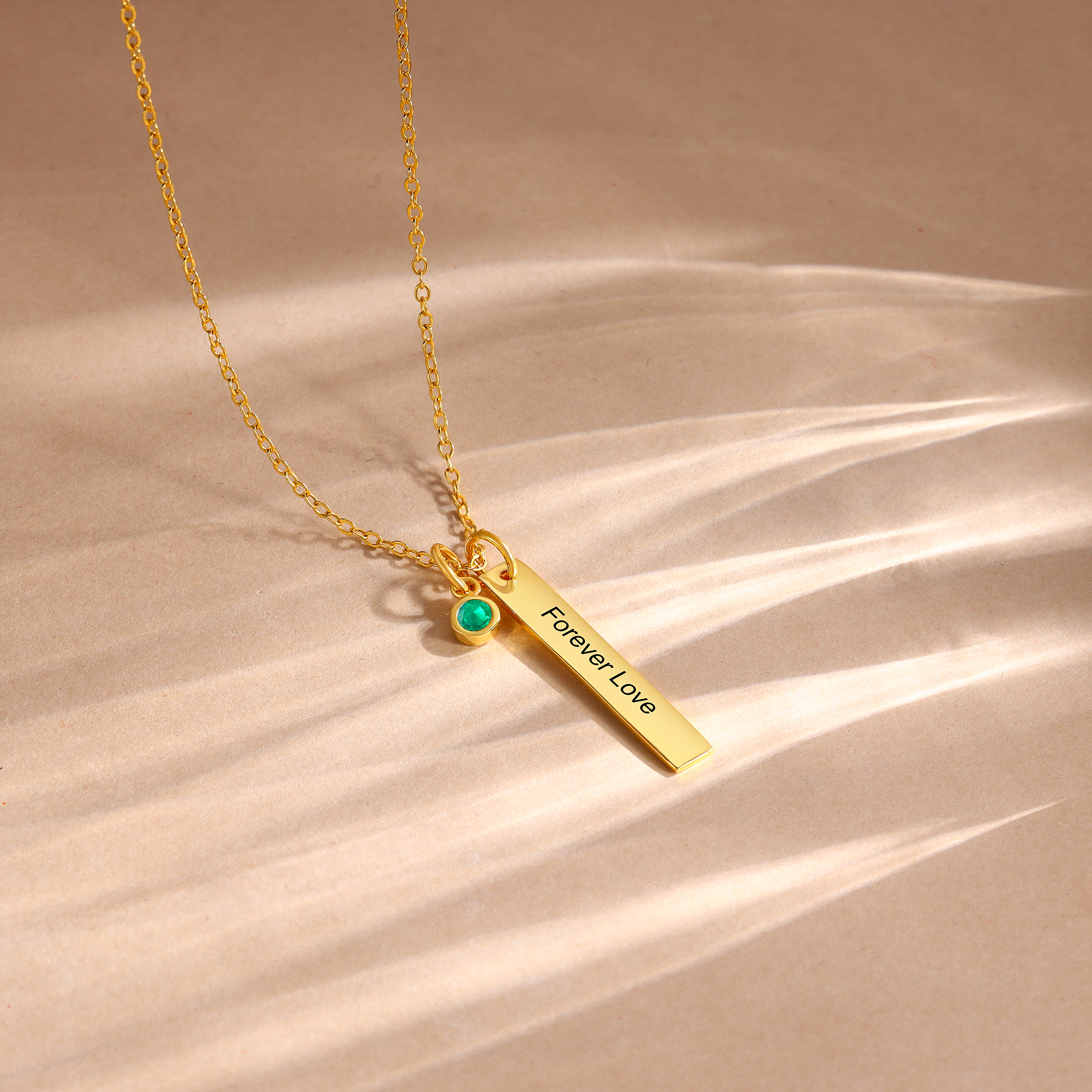 Collar con colgante de placa con 1-6 piedras de nacimiento personalizadas con texto-Jessemade ES