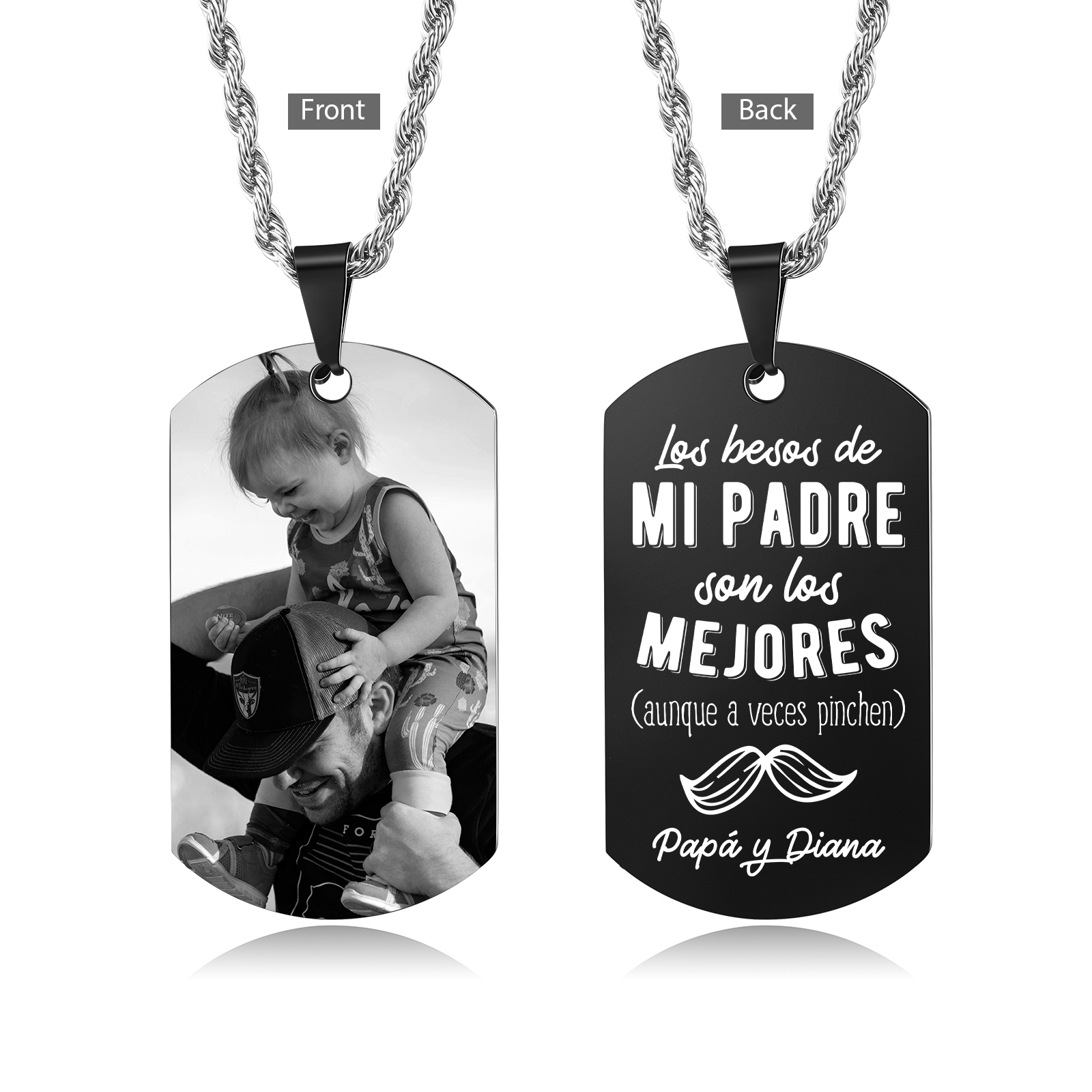 A MI PAPÁ-Collar de placa personalizada con texto y foto-Jessemade ES