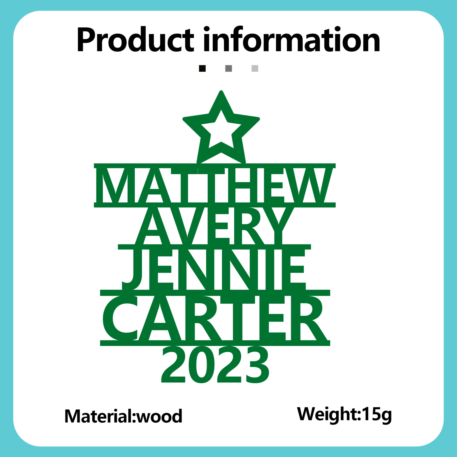 Navidad-Ornamento navideño de madera árbol de nombres con 4 nombres y año personalizados