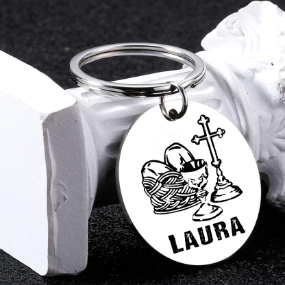 Comunión-Llavero con icono de comunión 1 foto y 1 nombre personalizados-Jessemade ES