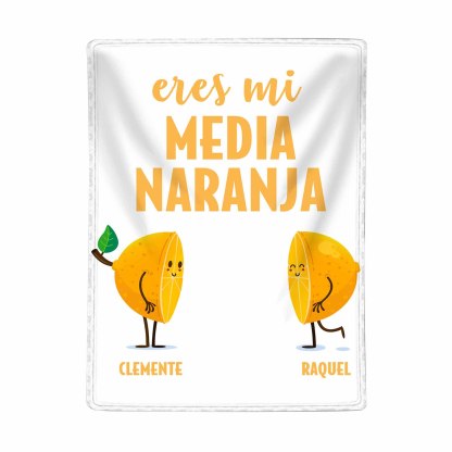 A mi querido/querida - Manta de buen calidad con media naranja y personalizada con 2 nombres-Jessemade ES