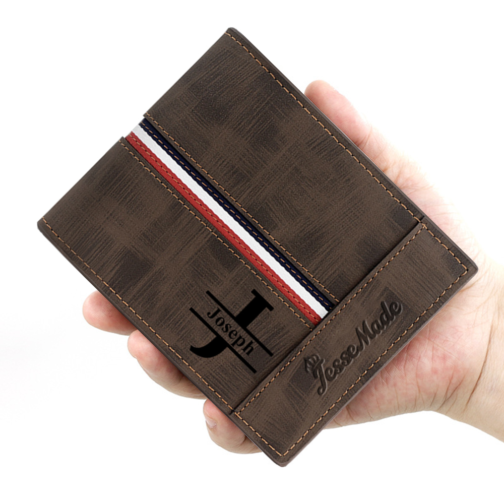 Cartera, billetera personalizada con 1 foto, 1 nombre y 1 letra monedero para hombre-Jessemade ES