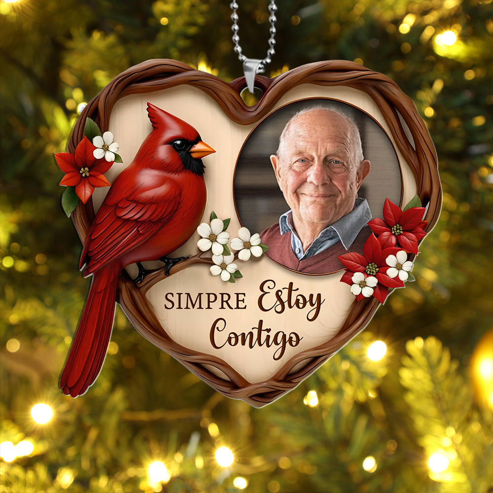 Adorno para árbol de Navidad personalizado con foto conmemorativa de cardenal