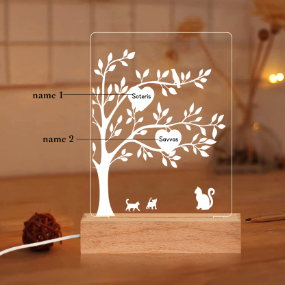 A mi mamá/abuela-Lámpara Personalizada con 2-8 Nombres "árbol de la vida" 3D Ilusión Luz de Noche-Jessemade ES