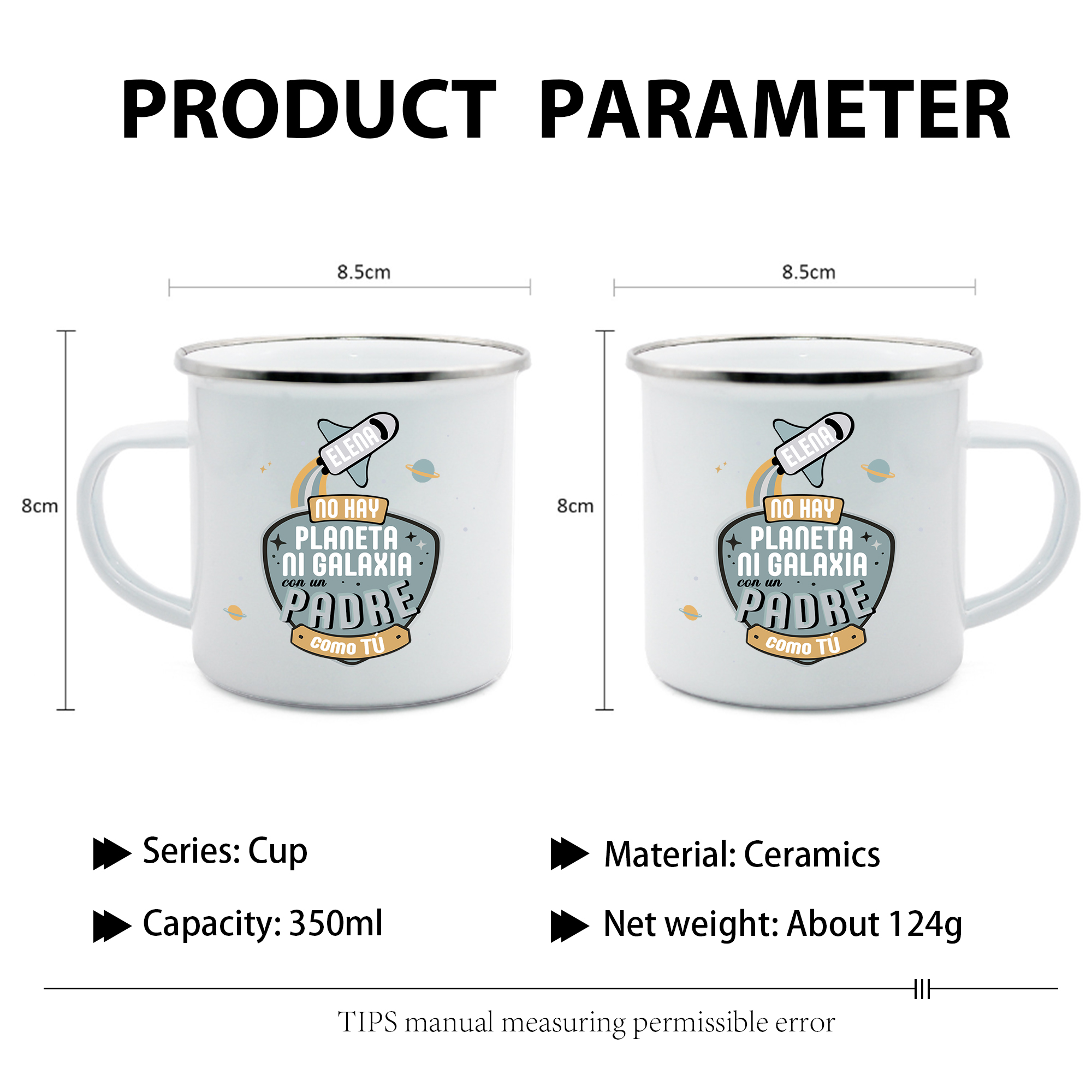 Taza para papá con 1 nombre personalizado-Jessemade ES