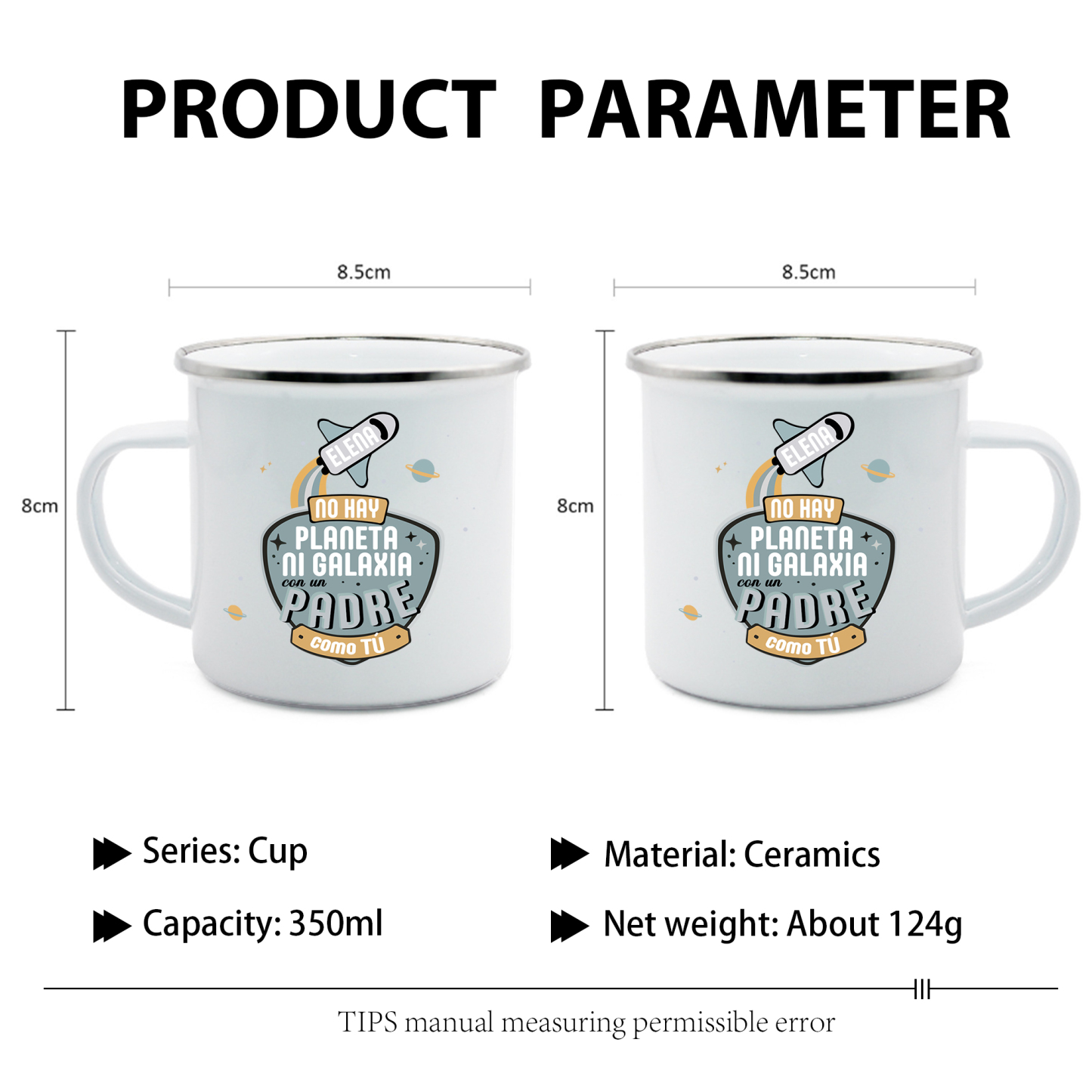 Taza para papá con 1 nombre personalizado-Jessemade ES