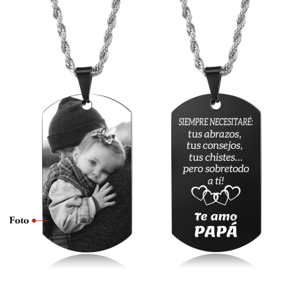 A MI PAPÁ-Collar de placa personalizada con foto-Jessemade ES