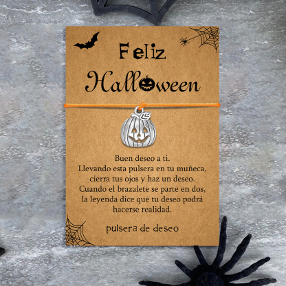 Pulsera de deseos-Unidad de pulsera y tarjeta de calabaza🎃 ¡Feliz Halloween!-Jessemade ES