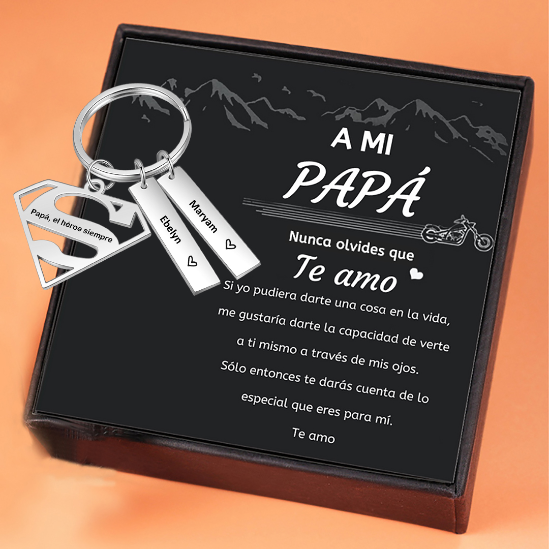 A mi papá - Llavero Superman con 2 nombres personalizados con texto