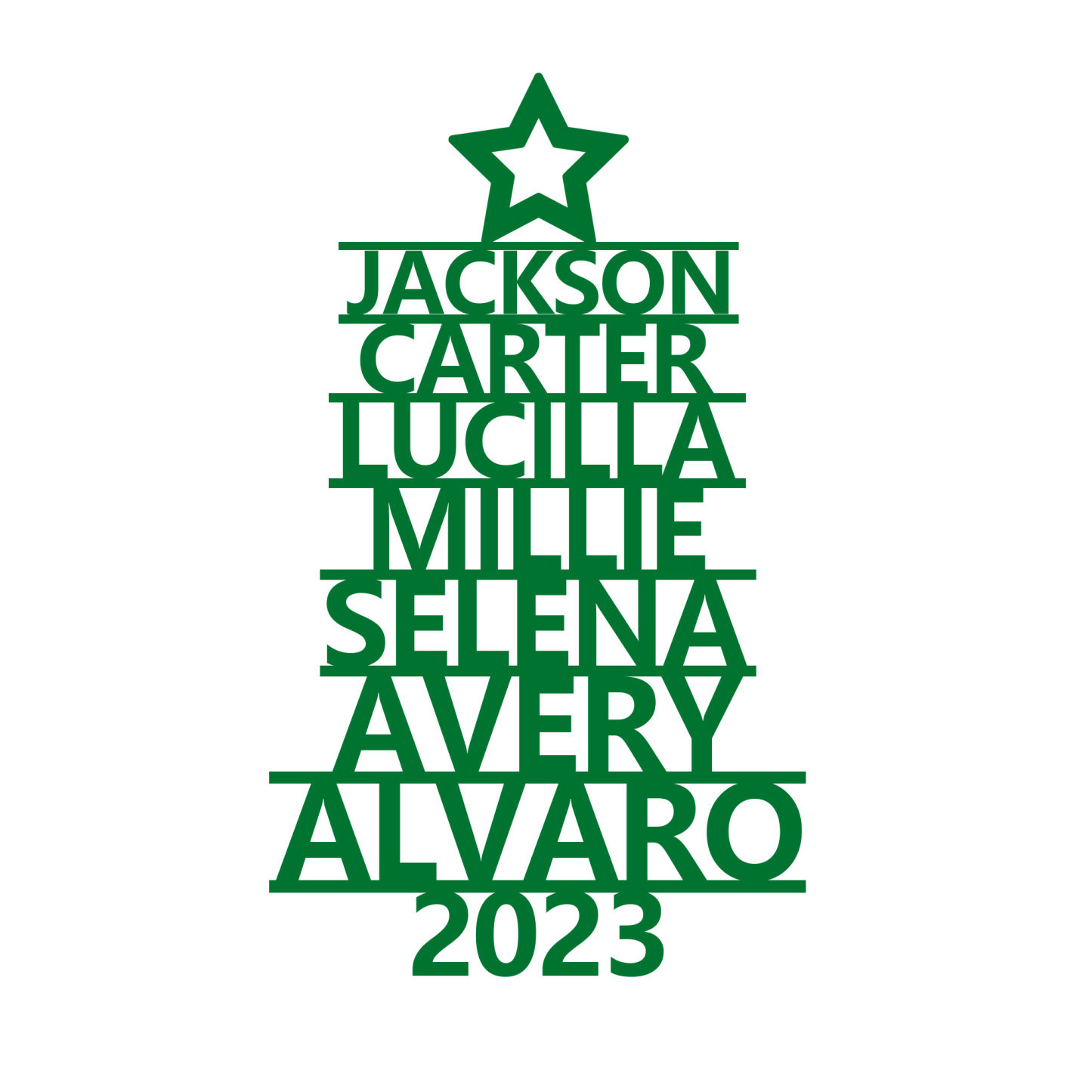 Navidad-Ornamento navideño de madera árbol de nombres con 7 nombres y año personalizados