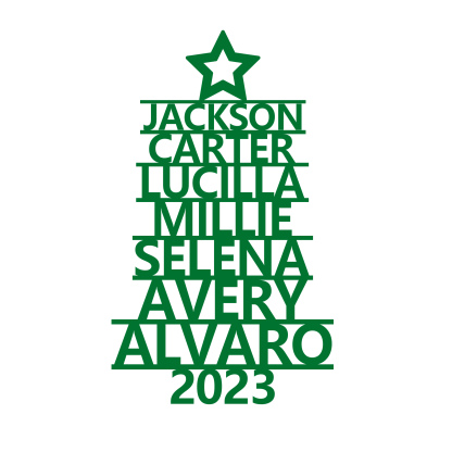Navidad-Ornamento navideño de madera árbol de nombres con 7 nombres y año personalizados