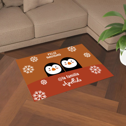 Navidad-felpudo/alfombra de entrada familia de pingüinos personalizado con apellido-Jessemade ES