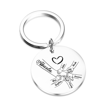 A mi abuela - Llavero 1-6 Nombres Personalizado MANOS COGIDAS-Jessemade ES