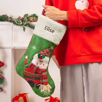 Adornos de medias navideñas con muñeco Bolsa de regalo 1 Nombre personalizado-Jessemade ES