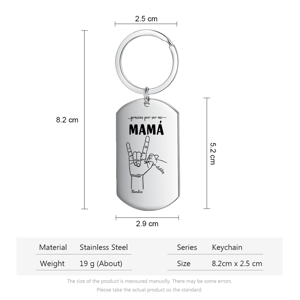 A mi mamá-Llavero 2-6 Nombres Personalizados "DEDOS COGIDOS"-Jessemade ES