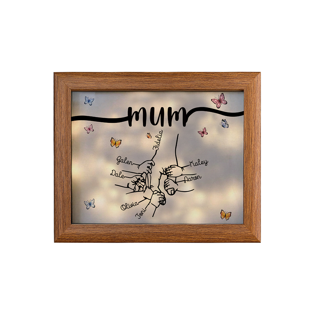 A mi mamá-Marco de 2-7 nombres y 1 texto personalizados de madera-Jessemade ES