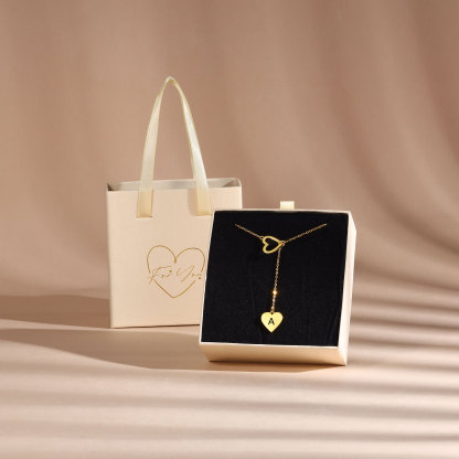 Collar de corazón con 1 letra personalizada-Jessemade ES