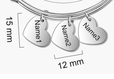 Accesorio de pulsera con colgante de corazón 1 nombre-Jessemade ES