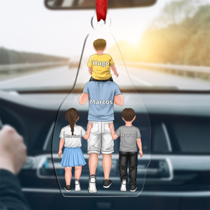 Llavero de acrílico papá y niños 1-4 nombres y personajes personalizados-Jessemade ES