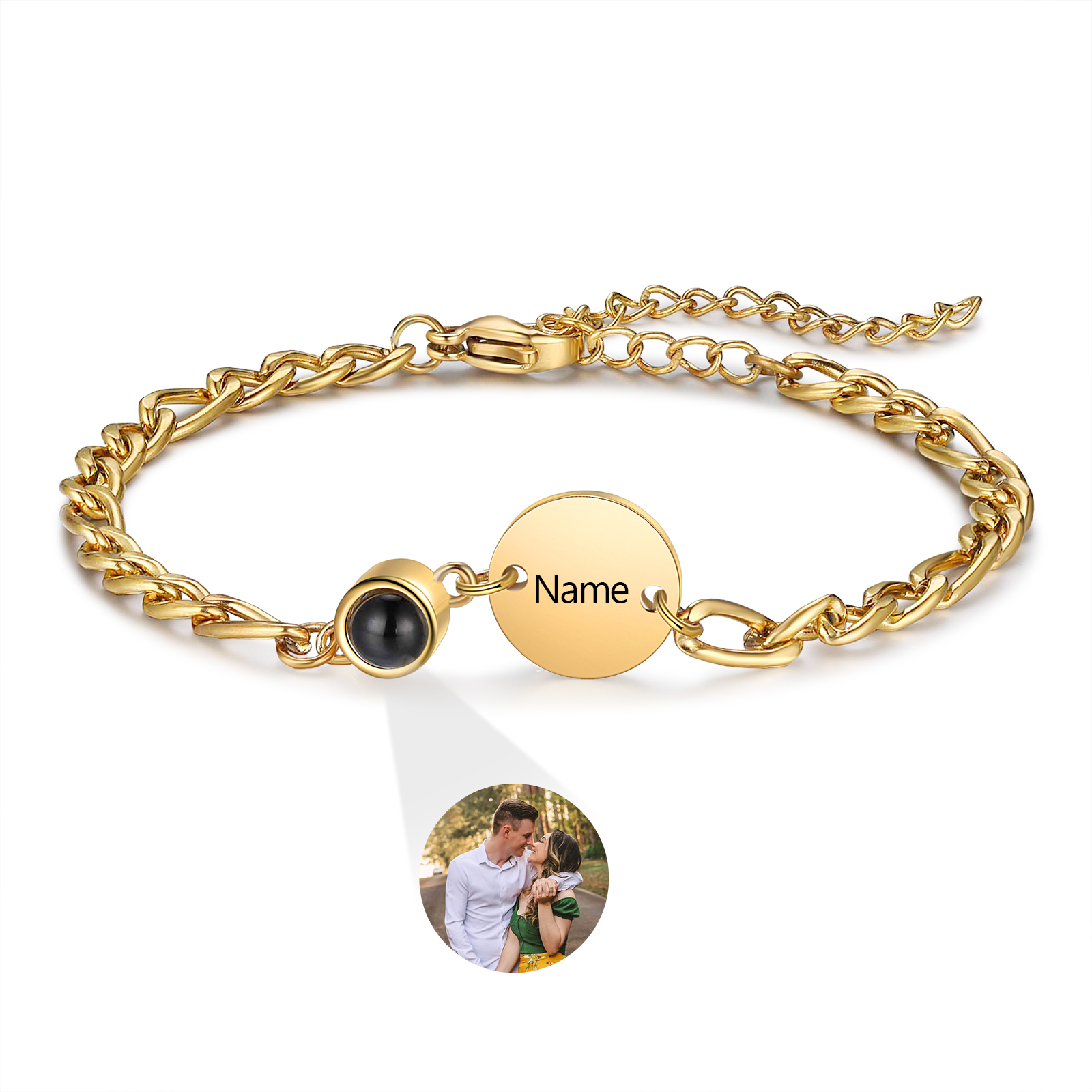 Pulsera con proyección de foto en color para mujer personalizada con 1 nombre Brazalete de proyección-Jessemade ES