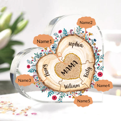 A mi mamá/abuela-Placa de acrílico "Corazones" en forma de corazón 5 nombres personalizados-Jessemade ES