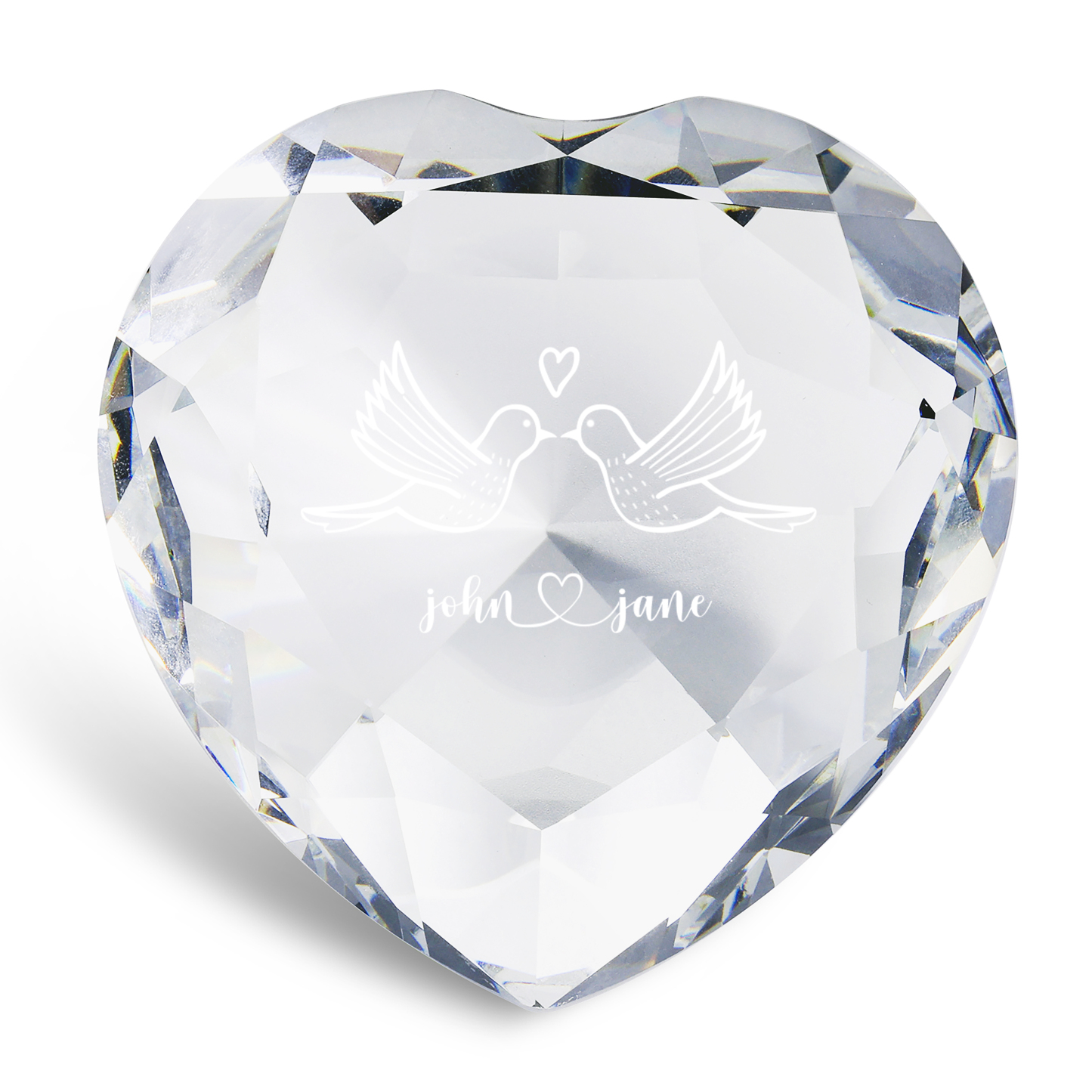 Decoración de vidrio de corazón con 2 nombres personalizados para el AMOR-Jessemade ES