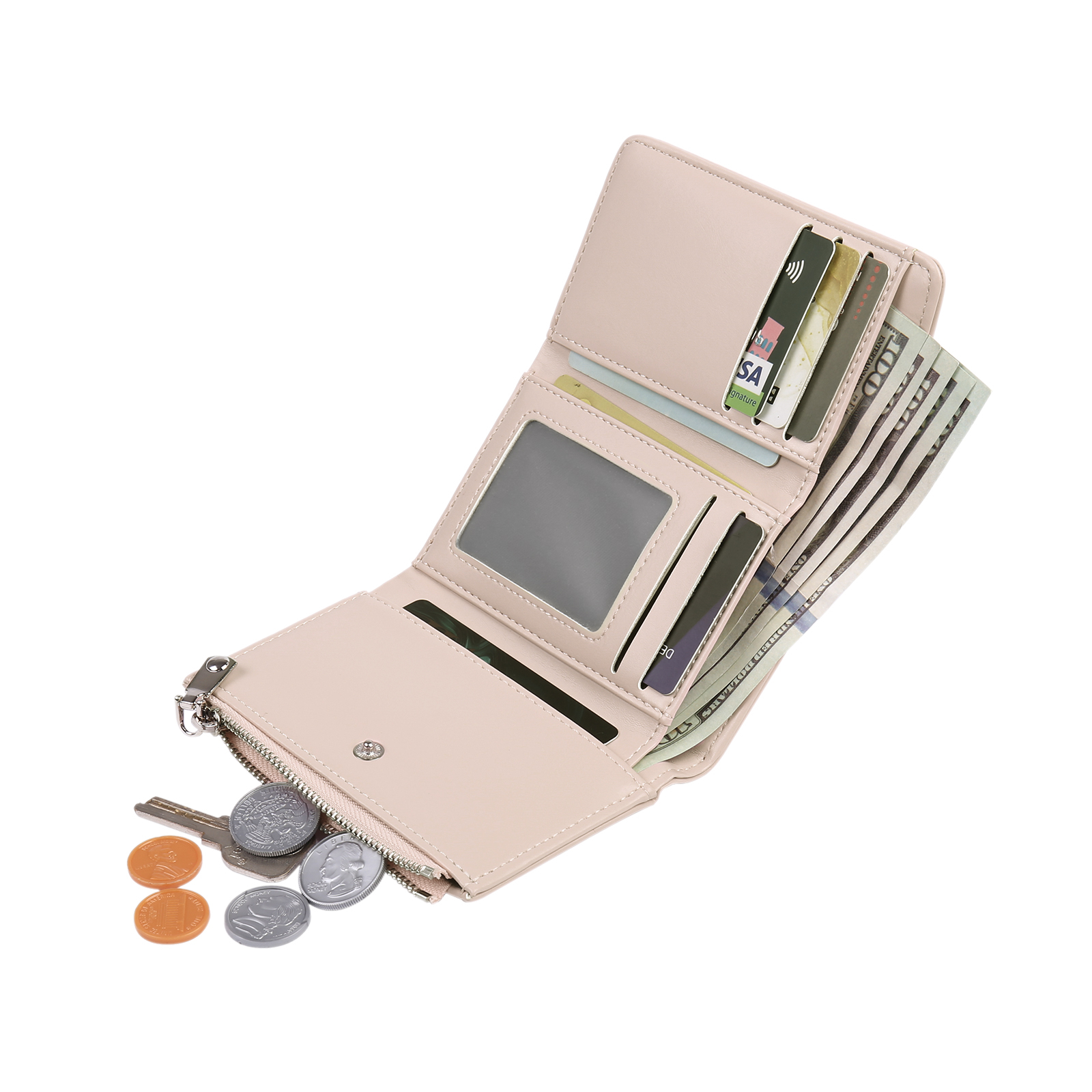 Cartera, billetera con 1 texto y 1 foto personalizados monedero clásico para mujer