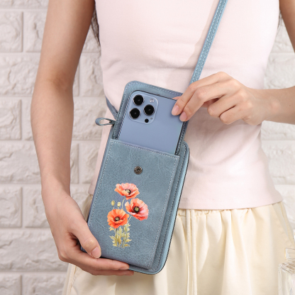 Cartera, billetera con 1 nombre y 1 flor de nacimiento personalizados monedero clásico para mujer-Jessemade ES