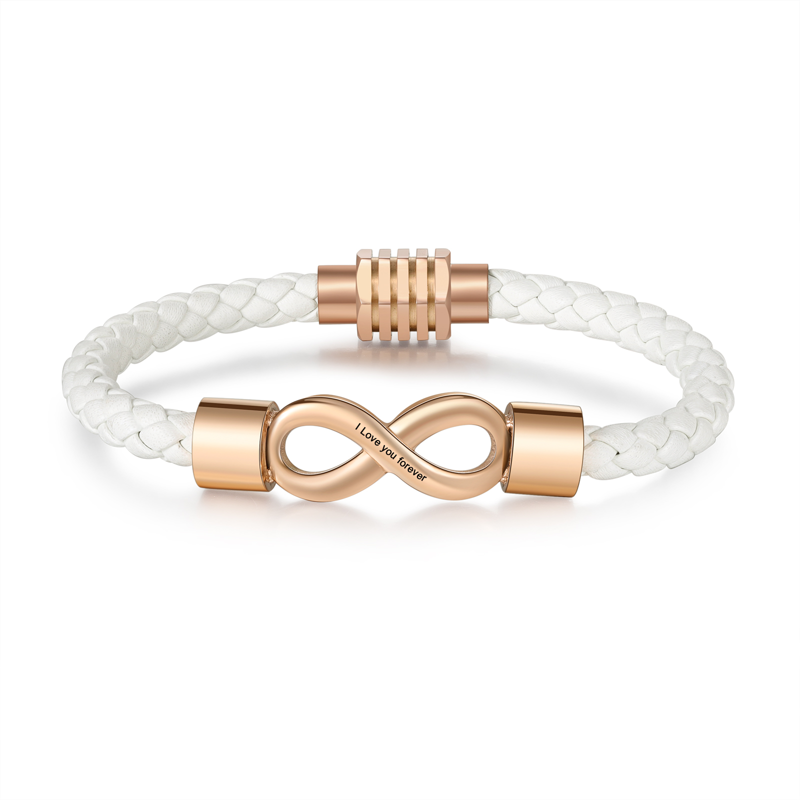 Pulsera de cuero con nudo infinito 1 texto personalizado-Jessemade ES