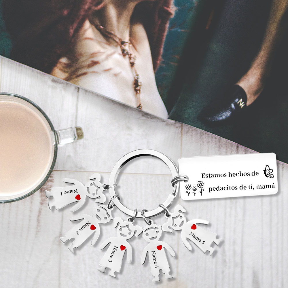 A mi mamá - Llavero 1-6 Nombres Personalizado con Charms de Niños-Jessemade ES