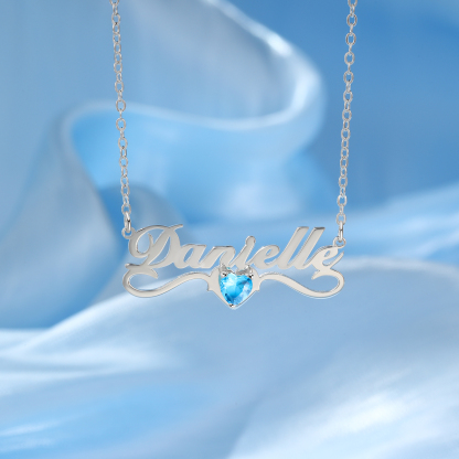 Collar con 1 nombre y 1 piedra de nacimiento personalizados-Jessemade ES