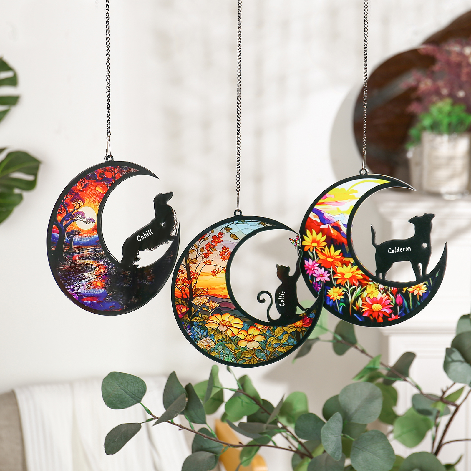 Navidad-Silueta de Perro o Gato Ornamento Navideño 1 nombre personalizado